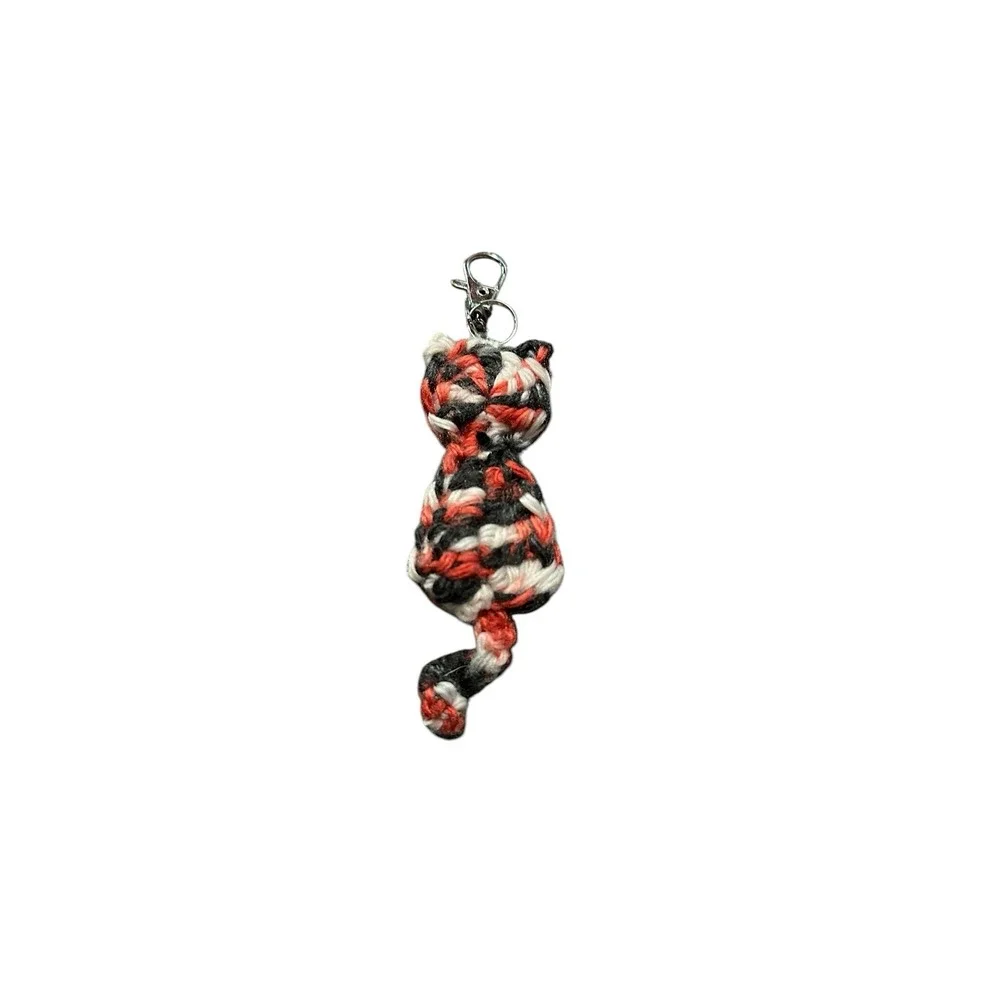 NEW handmade crochet CAT‎ kitten keychain bag purse charm gift